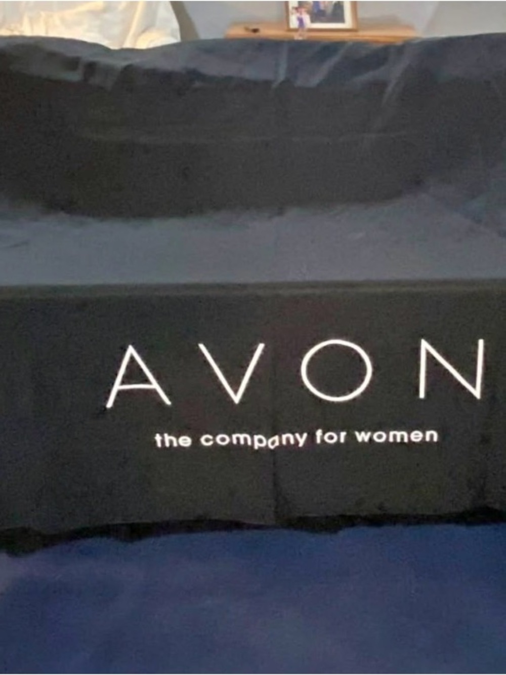 Avon Vendor Tablecloth Black with Logo - 10x6 ft Display table-2 table toppers +